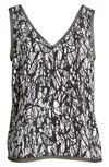 Halogen Raw Edge Tank In Black- White Paint Dooodle