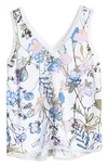 Halogen Raw Edge Tank In White Multi Pressed Floral
