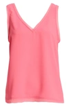Halogen Raw Edge Tank In Pink Magenta
