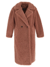Ugg Faux-shearling Double-breasted Coat In Brown