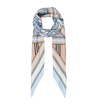 Burberry Montage-print Silk Scarf In Blue