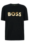 Hugo Boss Mens Cotton-jersey Crew-neck T-shirt With Logo Print In Black