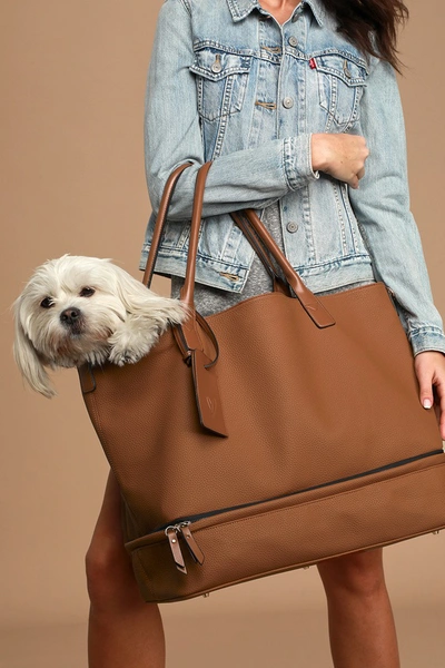Lulus Weekend Traveler Cognac Tote Bag In Brown