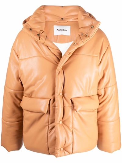 Nanushka Tan Hide Vegan Leather Puffer Jacket