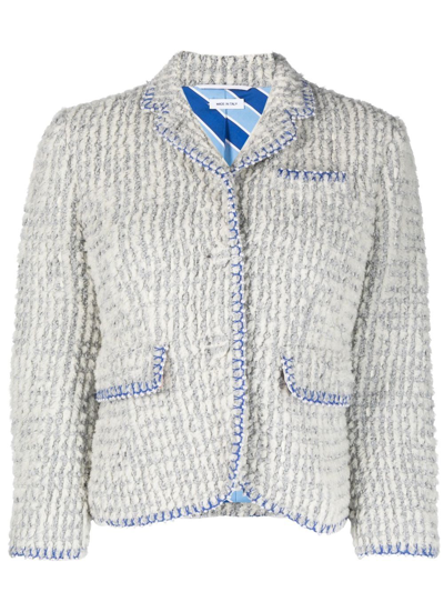 Thom Browne Single-breasted Tweed Sports Jacket In Grey
