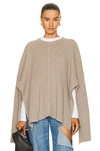 Peter Do Crew Neck Cape Sweater In Sand