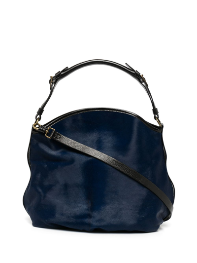 Madison.maison Two-tone Calf Hair Shoulder Bag In Blue