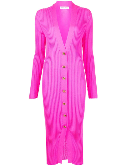 Madison.maison Ribbed-knit Cardigan Dress In Pink