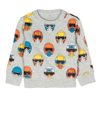 Stella Mccartney Cotton Fleece Helmet Print Sweatshirt In Grey
