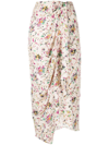Isabel Marant Étoile Berthe Draped Floral-print Jacquard Midi Skirt In Ecru