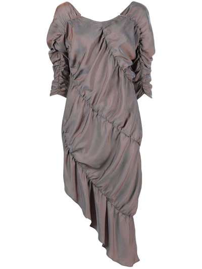 Rui Asymmetric Metallic-finish Dress In Metallic Lilac