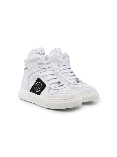 Philipp Plein Kids' Limited Edition Logo Print Trainers In White