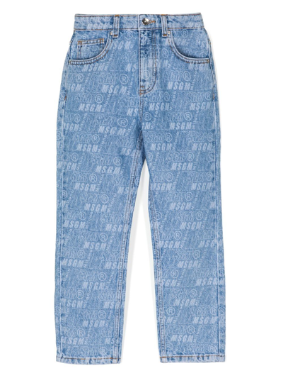 Msgm Teen Girls Blue Tapered Jeans