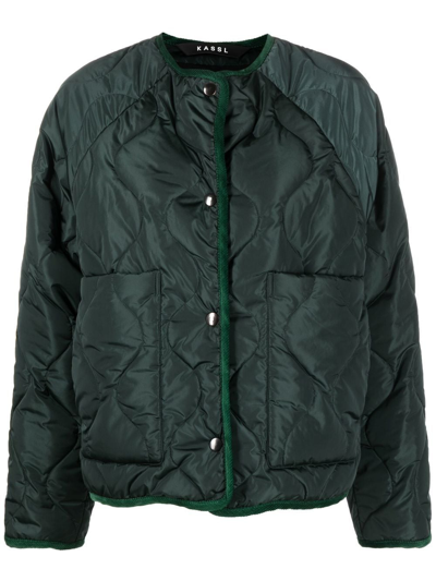 Kassl Editions Quilted Cropped Jacket In Green