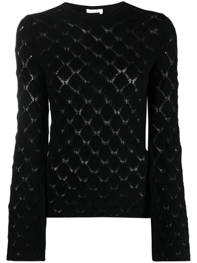 Chloé Cashmere Diamond-pattern Jumper In Black