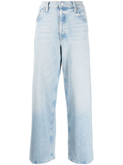 Mother Wide-leg Cropped Jeans In Blue