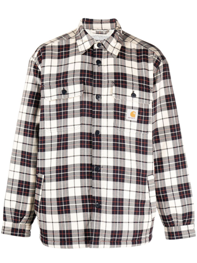 Carhartt Check Faux-shearling Lined Shirt Jacket In Blue