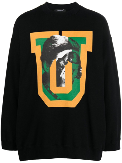 Undercover Printed Cotton-jersey Sweatshirt In Black