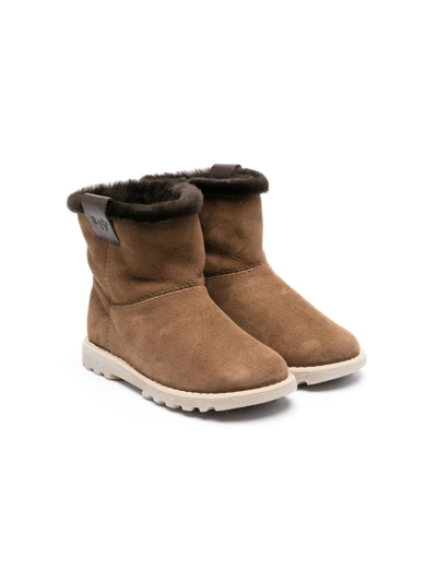 Il Gufo Kids' Logo-patch Snow Boots In Brown