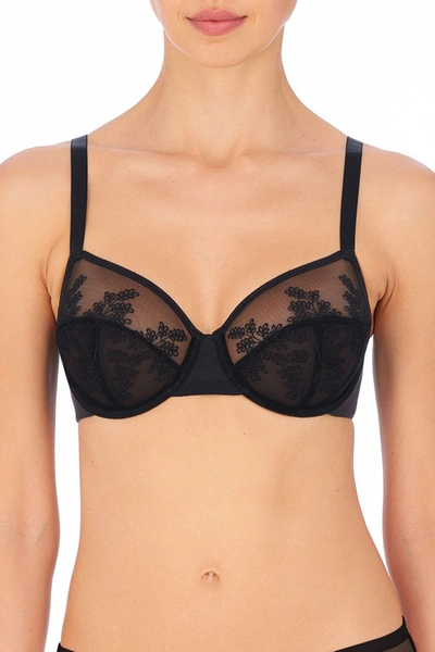 Natori Floral Embroidered Underwire Bra In Black
