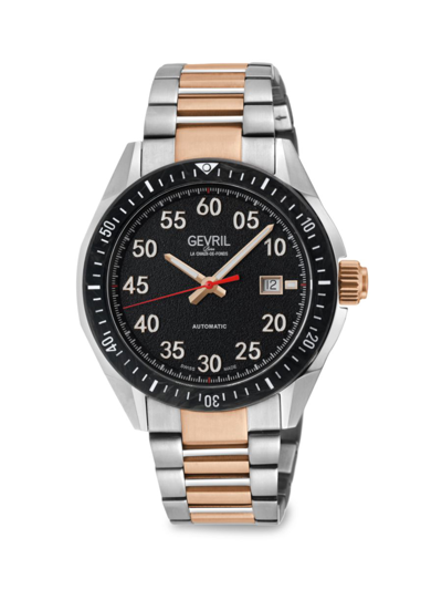Gevril Men's Ascari 42mm Swiss Automatic Two Tone Stainless Steel Bracelet Watch In Black