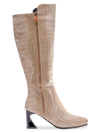 Lady Couture Women's London Crocodile Embossed Tall Boots In Bone