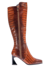 Lady Couture Women's London Crocodile Embossed Tall Boots In Brown