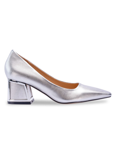 Lady Couture Women's Blink Block Heel Pumps In Silver