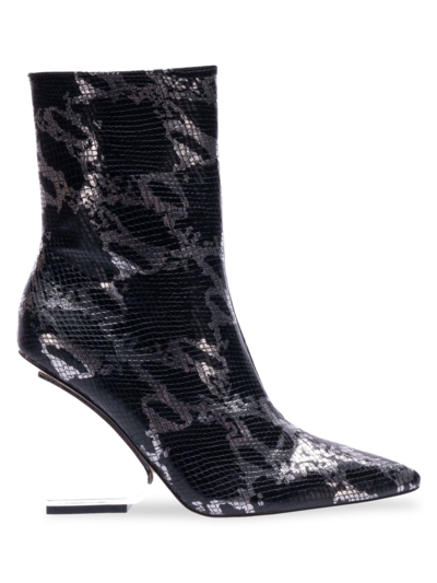 Lady Couture Princess Inverted Heel Bootie In Black Snake