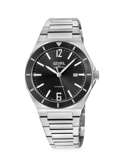 Gevril Men's High Line 43mm Swiss Automatic Stainless Steel Bracelet Watch In Black