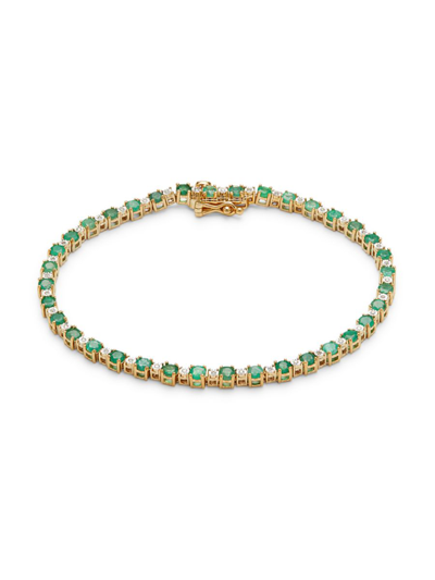 Effy Eny Women's 14k Goldplated Sterling Silver, Emerald & Diamond Tennis Bracelet