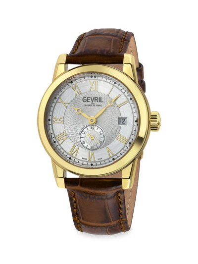 Gevril Men's Madison 39mm Swiss Automatic Stainless Steel & Leather Strap Watch In Sapphire