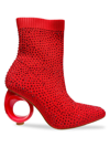 Lady Couture Women's Barbie Rhinestone Studded Sock Boots In Red