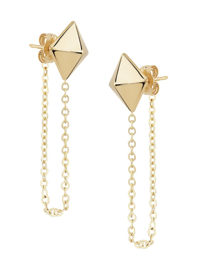 Nancy B Women's 14k Yellow Gold Chain Pyramid Drop Earrings