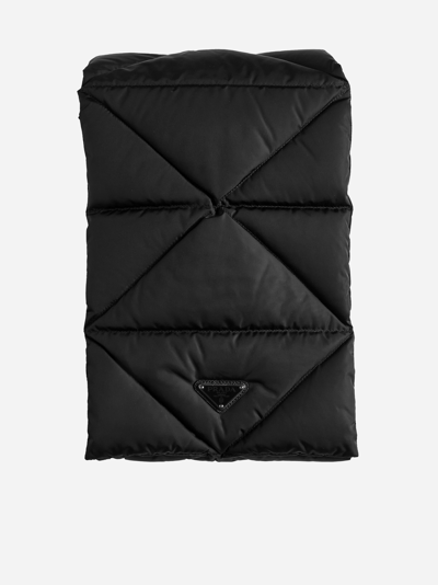 Prada Re-nylon Scarf With Extractable Hood In Black