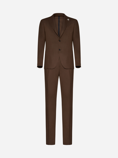 Lardini Wool-blend Single-breasted Suit In Brown