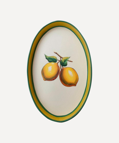 Les Ottomans Iron Hand-painted Lemon Tray In White