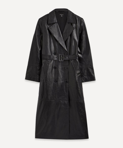 Aligne Gens Leather Trench Coat In Black