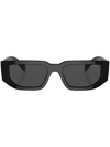 Prada Rectangular-frame Logo Sunglasses In Black