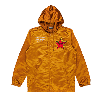 Pre-owned Pleasures Berlin Satin Coaches Jacket 'caramel' In Tan