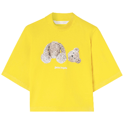 Pre-owned Palm Angels Bear Printed Fitted T-shirt 'ochre Yellow'