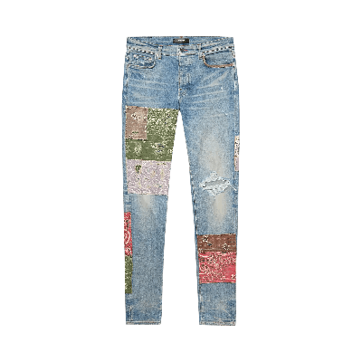 Pre-owned Amiri Bandana Art Patch Jean 'clay Indigo' In Blue