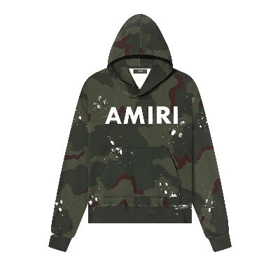 Pre-owned Amiri Army Logo Hoodie 'camo' In Green