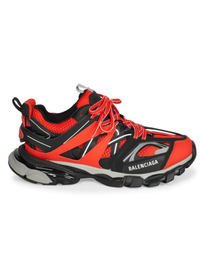 Balenciaga Men's Track Lace-up Sneakers In Red Grey Black