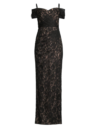 Aidan Mattox Off-the-shoulder Sweetheart Neck Gown In Black