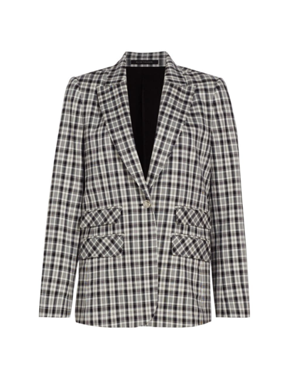 Elie Tahari Women's Plaid Single-button Blazer In Grey