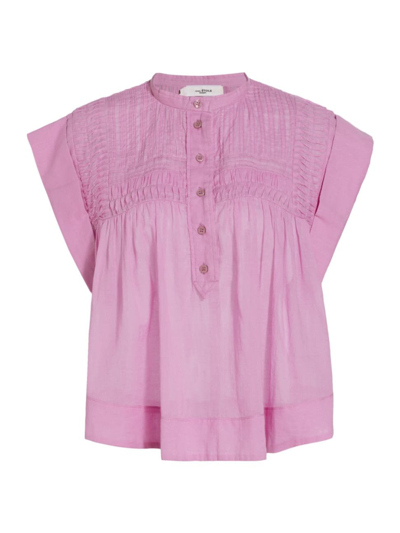 Isabel Marant Étoile Leaza Blouse In Rose-pink Cotton In Viola