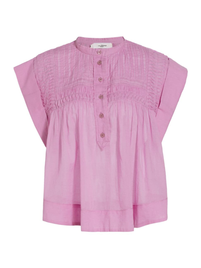 Isabel Marant Étoile Leaza Blouse In Rose-pink Cotton In Lilac