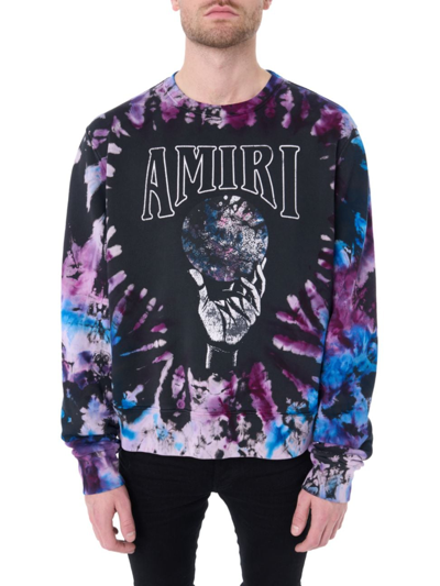 Amiri Men's Crystal Ball Tie-dye Crewneck Sweatshirt In Purple