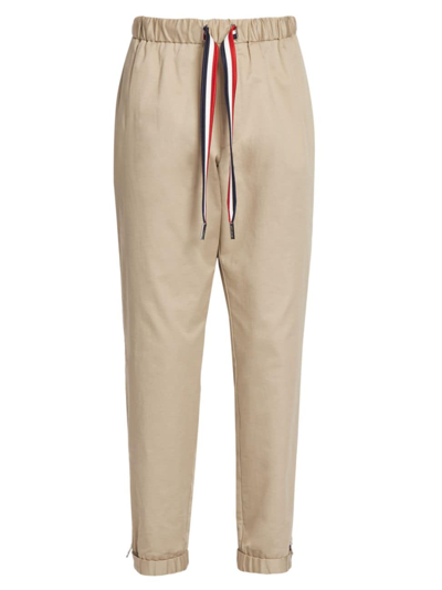 Moncler Men's Pleated Side-tape Chino Jogger Pants In Sand